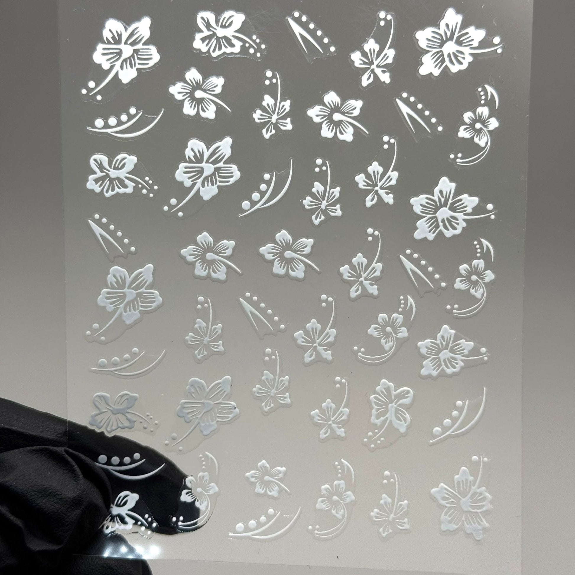 WHITE Hibiscus Flower Nail Stickers – Tropical Summer Nail Decals - JTessentials