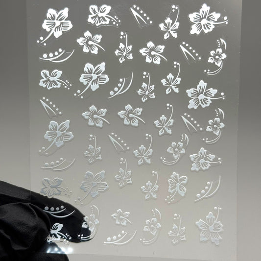 WHITE Hibiscus Flower Nail Stickers – Tropical Summer Nail Decals - JTessentials