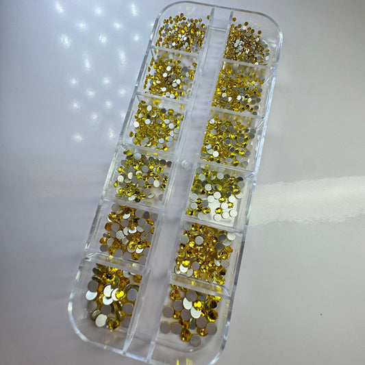Yellow flat back Rhinestone Box - High Quality Rhinestone box - JTessentials